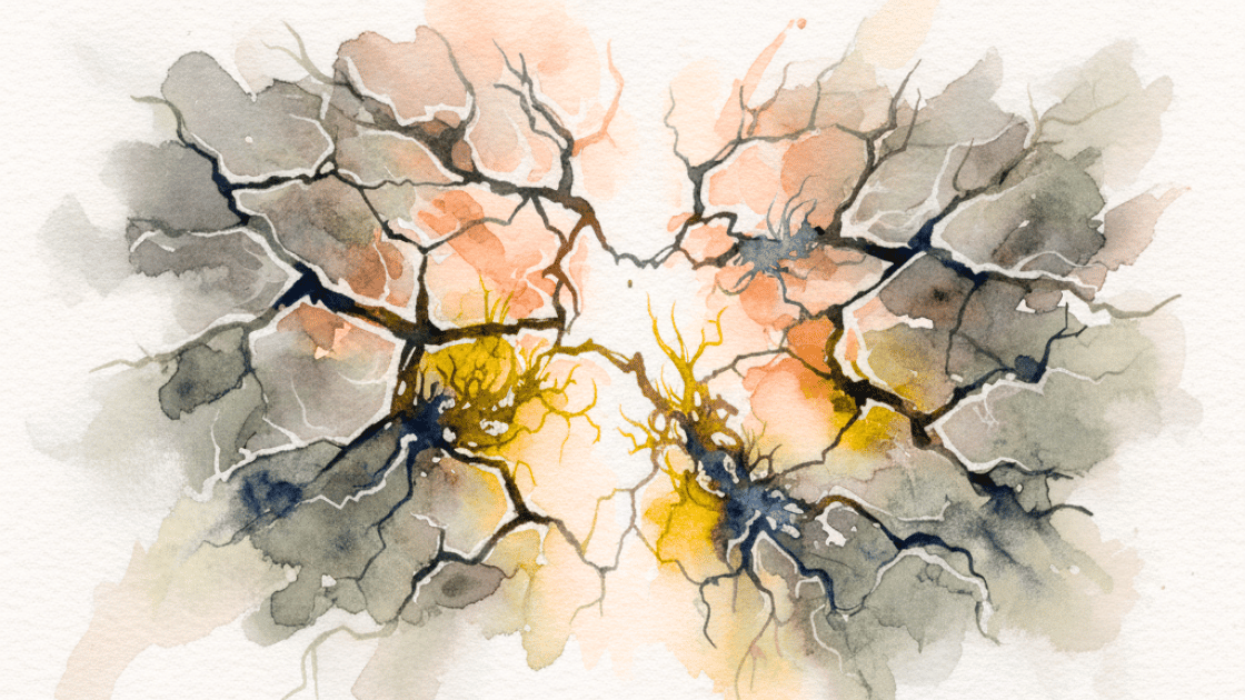 Aquarellbild eines großen Risses, der sich öffnet, um Licht hereinzulassen